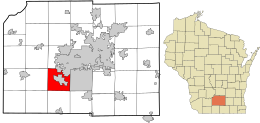 Location in Dane County and the state of Wisconsin.