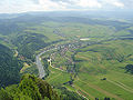 Villages Cerveny Klastor and Sromovce along Dunajec river, seen from the Polish peak Trzy Korony