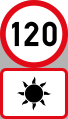 Speed limit of 120 km/h during the day