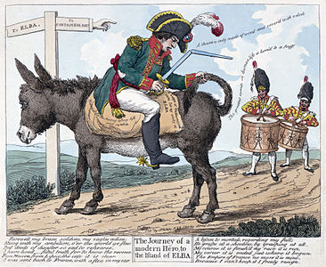 Karikaturo angla post la abdiko de Napoleono