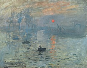 Impression, Sunrise by Claude Monet (1872) featured a tiny but vivid chrome orange Sun. The painting gave its name to the Impressionist movement.