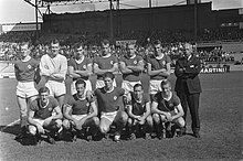 Black and white image of a football team