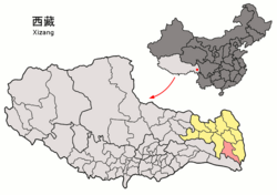 Location of Zogang County within Tibet Autonomous Region