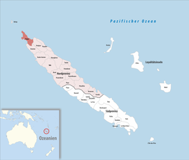 Location of the commune (in red) within New Caledonia