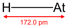 Skeletal formula of hydrogen astatide with the explicit hydrogen and a measurement added