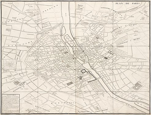 Turgot map of Paris, overview map