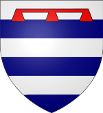 Shield shape showing alternating blue and silver horizontal stripes