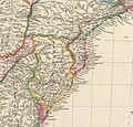 Map of the region in 1844 by John Arrowsmith, before the split