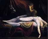 Henry Fuseli, 1781, The Nightmare, a classical artist whose themes often anticipate the Romantic