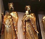 Jade Buddha Temple (Shanghai, China) - Statues of Sāgara (Suōjiéluó Lóngwáng) on the left and Surya (Rìtiān) on the right.