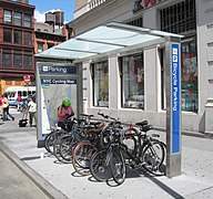 Bicycle parking on a sidewalk