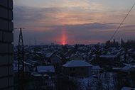 Light pillar in Lipetsk, Russia.