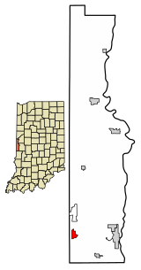 Location of Blanford in Vermillion County, Indiana.