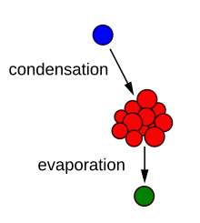 graph showing the process of condensation and evaporation on a molecular level