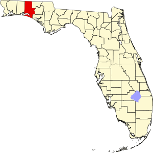 Map of Florida highlighting Walton County