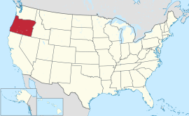 Map of the United States with ئۆریگۆ‌ن highlighted