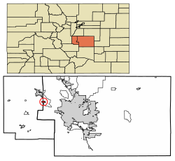 Location of the Town of Green Mountain Falls in El Paso and Teller counties, Colorado.