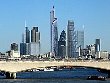 An aerial photograph of the City of London and its surrounding London boroughs.