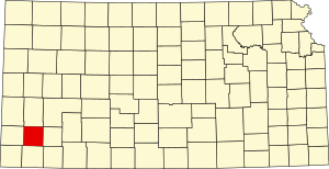 Map of Kansas highlighting Grant County