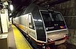 An NJ Transit train at Penn Station in 2013