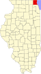 State map highlighting Lake County