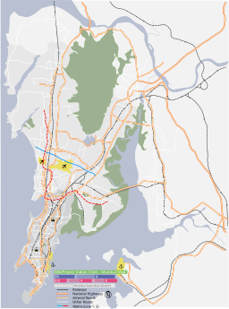 Location of Powai lake within Mumbai