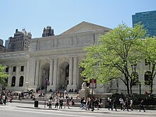 Façade of the New York Public Library Main Branch building, which replaced the Lenox Library