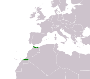 Map of the protectorate's northern zone (Spanish Morocco proper) and southern zone (Cape Juby)