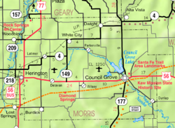KDOT map of Morris County (legend)