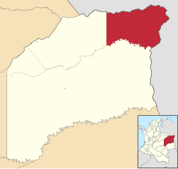 Location o the toun an municipality o Puerto Carreño in the Depairtment o Vichada.