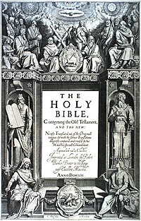 The title page's central text is: "THE HOLY BIBLE, Conteyning the Old Testament, AND THE NEW: Newly Translated out of the Originall tongues: & with the former Translations diligently compared and revised, by his Majesties speciall Comandement. Appointed to be read in Churches. Imprinted at London by Robert Barker, Printer to the Kings most Excellent Majestie. ANNO DOM. 1611 ." At bottom is: "C. Boel fecit in Richmont.".