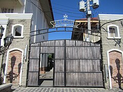 The back gate of the church