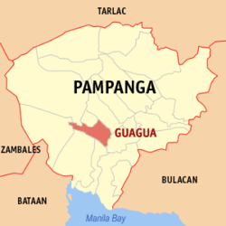 Mapa de Pampanga con Guagua resaltado