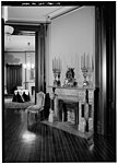 Interior photo, showing one of the mansion's nine marble fireplaces (east parlor, first floor)