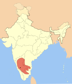 හොයිසල අධිරාජ්‍යයේ ව්‍යාප්තිය, ක්‍රි.ව. 1200 පමණ.[1]