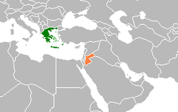Map indicating locations of Greece and Jordan