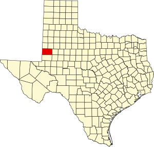 Map of Texas highlighting Gaines County