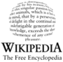 Logo Wikipedia yang menampilkan nama "Wikipedia" dan slogannya: "Ensiklopedia Bebas" di bawahnya, dalam bahasa Inggris