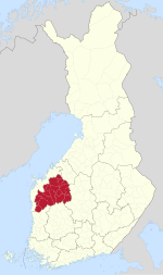 Ostrobothnia Selatan di peta Finlandia