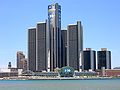 Image 14Michigan is the center of the American automotive industry. The Renaissance Center in Downtown Detroit is the world headquarters of General Motors. (from Michigan)