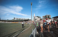 Sydney Cricket Ground looking over Yabba's Hill and the Pat Hills Stand before redevelopment, during 5th Test, 1982–83 Ashes Series