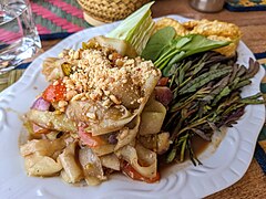 Lao-style tam mak hung green papaya salad