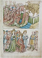 Папата на рождественско богослужение. Кралица Барбара фон Цили на меса (1464)
