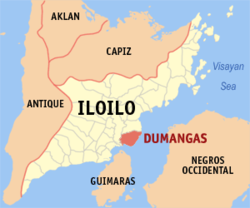 Mapa ng Iloilo na nagpapakita sa lokasyon ng Dumangas.