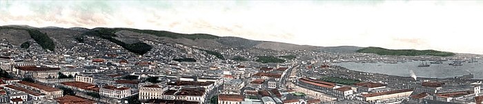 Panoramic postcard from Barón hill, about 1914