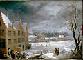 David Teniers der Jüngere: Winterszene mit einem Mann, der ein Schwein schlachtet, 1650