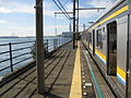 View of the platform and adjacent Tokyo Bay, December 2009