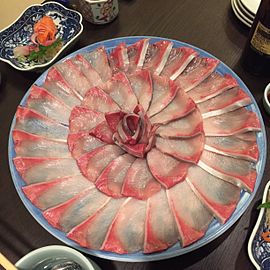 Plate of amberjack shabu-shabu