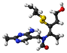 Ball-and-stick model of the allithiamine molecule