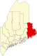 Harta statului Maine indicând comitatul Washington